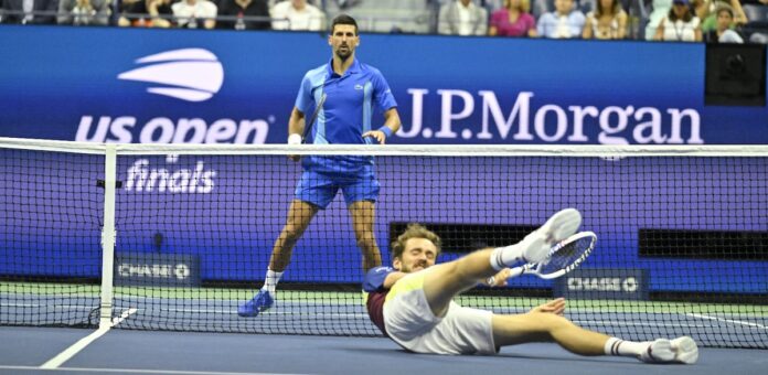 Djokovic Medvedev à terre USO 2023 1