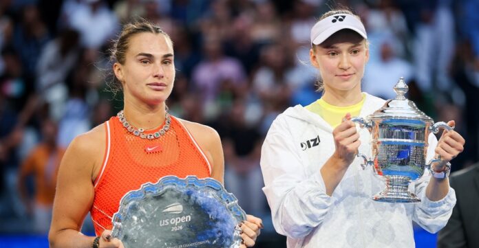 Sabalenka Rybakina US Open trophées